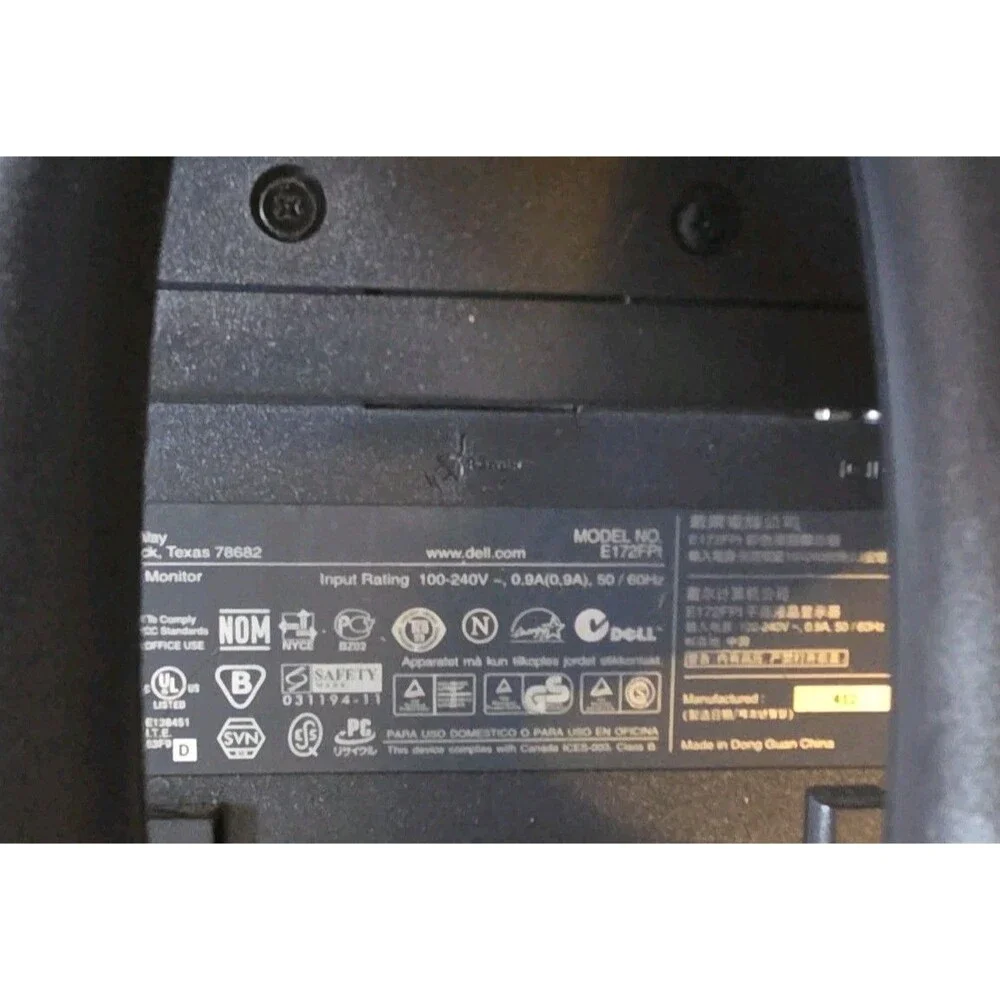 Dell E172FPT LCD Flat Screen Monitor Untested For Parts Broken Plastic On Stand